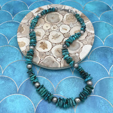 Load image into Gallery viewer, Vintage FEDERICO JIMENEZ Natural Turquoise Nugget &amp; Sterling Bead Necklace
