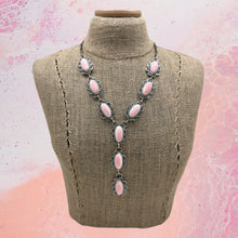 Load image into Gallery viewer, Native American NAVAJO Sterling &amp; Pink Conch Shell Lariat Necklace Signed PN

