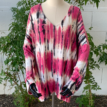 Load image into Gallery viewer, HONEYME Cream Fuchsia Black Brushed Hacci Tie Dye Print Top Size XXL 2X
