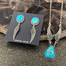 Load image into Gallery viewer, New Native American Sterling Silver Kingman Turquoise Necklace &amp; Earrings Set
