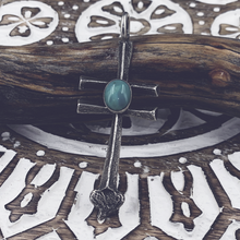 Load image into Gallery viewer, Dan Dodson Southwest Style Sterling Silver Turquoise Cross Pendant
