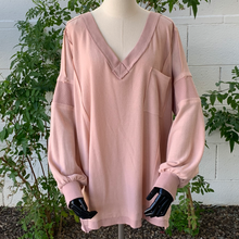 Load image into Gallery viewer, WHITE BIRCH Dusty Rose Color Brushed Hacci Knit Top Ribbed Details Size L NWT
