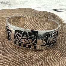 Load image into Gallery viewer, NATIVE AMERICAN Sterling Silver Sunface Sun Face Double Pictograph Cuff Bracelet
