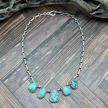 Load image into Gallery viewer, FEDERICO JIMENEZ Sterling Silver &amp; Natural Turquoise 5-Stone Statement Necklace
