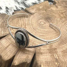 Load image into Gallery viewer, Vintage NATIVE AMERICAN Sterling Silver &amp; Hematite Cuff Bracelet
